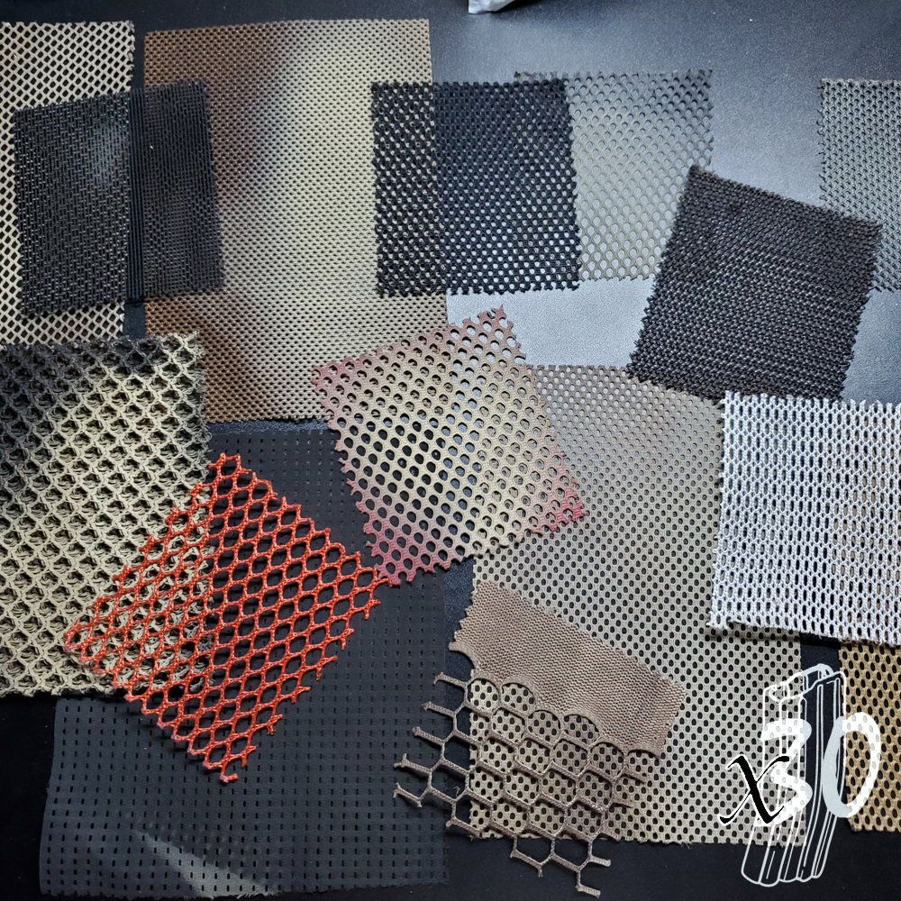 Different air and spacer mesh samples that came out of the APEX Mills sample booklet.