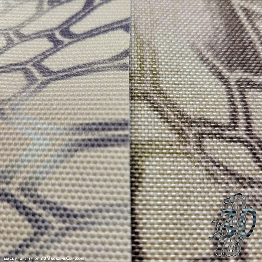 Even further zoomed in look at the difference between Dye Sublimation and Screen Printing.
